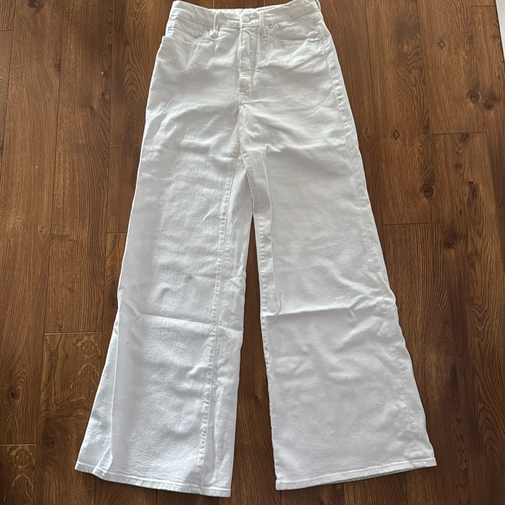 GOOD AMERICAN Size 10/30 wide leg white jeans